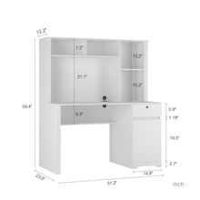 Load image into Gallery viewer, Computer Desk With Hutch & Bookshelf, Wood Executive Desk Teens Student Desk Writing Laptop Home Office Desk With Drawers, 3 Ac Outlets And 2 USB Charging Ports, Study Laptop Table For Home - White
