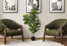 Load image into Gallery viewer, 41" Tall, Artificial Plant, Fiddle Tree, Indoor, Faux, Fake, Floor, Greenery, Potted, Real Touch, Decorative - Green / Black