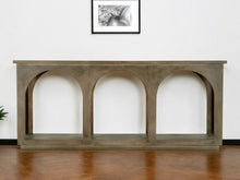 Load image into Gallery viewer, 77" Solid Wood Distressed Console Table With Arch Detailing - Brown