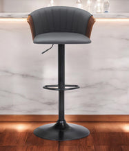 Load image into Gallery viewer, Faux Leather With Metal Swivel Adjustable Height Bar Chair - Dark Gray, Brown And Black