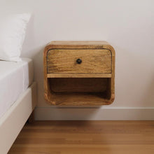 Load image into Gallery viewer, 12" Modern Solid Wood One Drawer Floating Nightstand - Oak