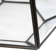 Load image into Gallery viewer, 18" Clear And Brass Glass And Metal Geometric Table Lamp With Drum Shade