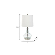 Load image into Gallery viewer, 23" Teal Blue Translucent Glass Gourd Table Lamp With Drum Shade