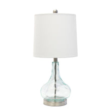 Load image into Gallery viewer, 23" Teal Blue Translucent Glass Gourd Table Lamp With Drum Shade