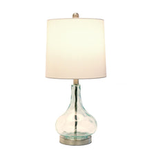 Load image into Gallery viewer, 23" Teal Blue Translucent Glass Gourd Table Lamp With Drum Shade