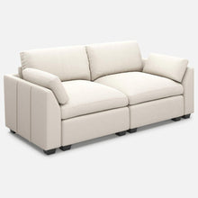 Load image into Gallery viewer, 75" Beige and Black Velvet Modular Loveseat