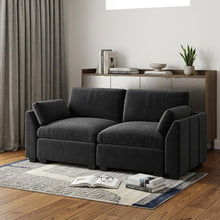 Load image into Gallery viewer, 75" Black Velvet Modular Loveseat