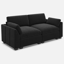 Load image into Gallery viewer, 75" Black Velvet Modular Loveseat