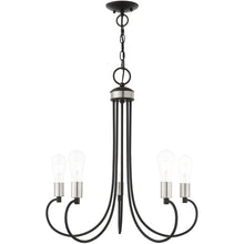 Load image into Gallery viewer, 26" Five Light Dimmable Chandelier With Shades - Black