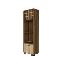 Load image into Gallery viewer, Wood Corner Bar Cabinet With Single Door - Beige / Mahogany