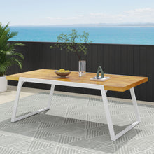 Load image into Gallery viewer, Outdoor Dining Table With Slat Top - Teak / White