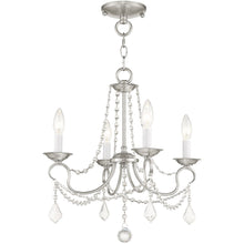 Load image into Gallery viewer, 17" Four Light Metal Dimmable Chandelier With Shades - Nickel