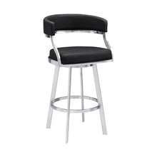 Load image into Gallery viewer, 38" Faux Leather Swivel Low Back Counter Height Bar Chair - Black / Silver