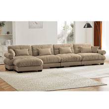 Load image into Gallery viewer, Modern Sectional Sofa With Ottoman, Round Bolster Armrests, Waist And Throw Pillows