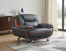 Load image into Gallery viewer, 47" Leather Match Arm Chair - Black And Silver