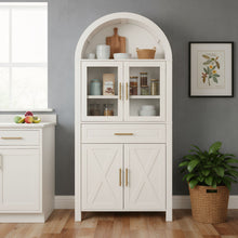 Load image into Gallery viewer, Arched Kitchen Pantry Cabinet With Adjustable Shelves & Barn Door Design