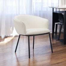 Load image into Gallery viewer, Upholstered Faux Fur Dining Arm Chair - Ivory / Black