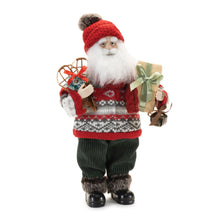 Load image into Gallery viewer, Fabric Christmas Santa Figurine (633850) - Red / White / Black