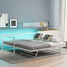 Load image into Gallery viewer, Industrial Metal Daybed With Adjustable Pop Up Trundle And LED Strip