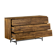 Load image into Gallery viewer, Solid Wood Six Drawer Double Dresser - Brown / Black