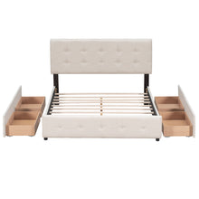 Load image into Gallery viewer, Upholstered Platform Bed With Classic Headboard And Drawers, No Box Spring Needed