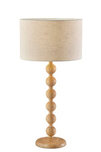 Load image into Gallery viewer, Solid Wood Candlestick Table Lamp With Off-White Drum Shade - Brown