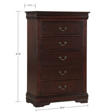Load image into Gallery viewer, Contemporary Louis Philip Cherry Chest With Five Drawers Solid Wood Ample Storage - Cherry