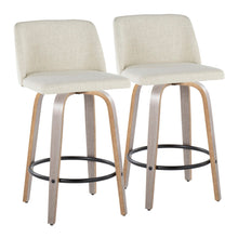 Load image into Gallery viewer, Toriano - Contemporary Fixed Height Counter Stool Swivel & Round Footrest (Set of 2)