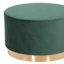 Load image into Gallery viewer, Velvet Footstool Ottoman - Green / Gold