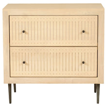 Load image into Gallery viewer, Solid Wood Distressed Carved Geometric Two Drawer Nightstand - Natural