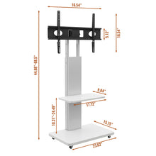 Load image into Gallery viewer, Mobile TV Stand With Shelf Floor Mount Cart For TVs With Lockable Wheels Ideal For Living Room Bedroom Or Office - White