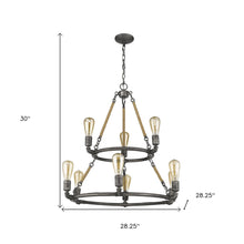 Load image into Gallery viewer, Nine Light Metal Dimmable Chandelier - Brown / Black