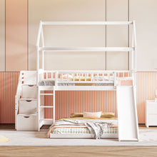 Load image into Gallery viewer, House Bunk Bed With Slide