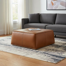Load image into Gallery viewer, Faux Leather Ottoman - Camel