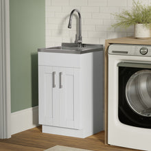 Load image into Gallery viewer, Modern Shaker All-In-One Laundry Utility Sink And Cabinet With Pull-Out Faucet
