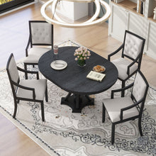 Load image into Gallery viewer, 5 Piece Dining Set Extendable Round Table And 4 Chairs - Black / Oak