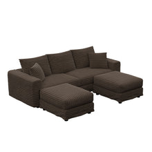 Load image into Gallery viewer, Deep Seat Convertible Sofa With Soft Pillows And Ottomans