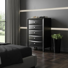 Load image into Gallery viewer, Solid Wood Mirrored Five Drawer Dresser - Black