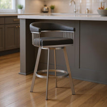Load image into Gallery viewer, 25" Iron Swivel Backless Counter Height Bar Chair - Gray And Silver