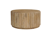 Load image into Gallery viewer, Two Piece Solid Wood Round Drum Coffee And End Table Set - Natural