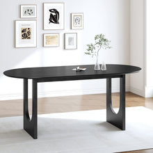 Load image into Gallery viewer, Wood Mirrored Double Pedestal Base Oval Dining Table - Black