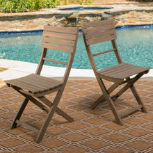 Load image into Gallery viewer, Outdoor Foldable Wood Dining Chair With Slat Design (Set of 2)