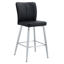 Load image into Gallery viewer, Modern Bar Chair Set Streamlined Backrest Metal Legs 2 Pieces - Black / Silver
