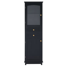 Load image into Gallery viewer, Tall Bathroom Storage Cabinet With Glass Doors, Free-Standing, Two Drawers, And Adjustable Shelves, Board, Painted Perfect For Displaying Your Favorite Items