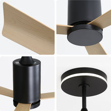 Load image into Gallery viewer, Modern Flush Mount Ceiling Fan With Led Light And Remote Control, 3 ABS Blades Noiseless Reversible Dc Motor For Patio Living Room - Matte Black