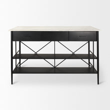 Load image into Gallery viewer, Marble Kitchen Island With Storage - White / Black