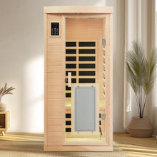 Load image into Gallery viewer, Low Emf Front Door With Heating Panel 1 People Hemlock Far Infrared Indoor Sauna Room - Natural
