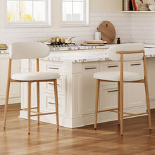 Load image into Gallery viewer, Upholstered Counter Height Bar Stools For Kitchen Island (Set of 2) - Beige