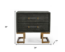 Load image into Gallery viewer, 22" Shagreen Two Drawer Nightstand - Gray
