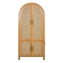 Load image into Gallery viewer, Tall Arched Cabinet With Rattan Doors & Adjustable Shelves